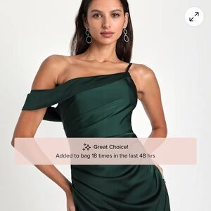 Lulu's One Shoulder Dark Green Dress